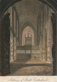 Interior de la Catedral de Bath, siglo XIX?. Autor: Desconocido.