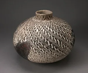 Native American Heritage Art Imprime: Jar with Interlocking-Stepped Motifs in Diagonal Pattern