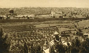 Monochrome Cityscape Photography Imprime: Jerusalem from the Mount of Olives, c1918-c1939. Creator: Unknown