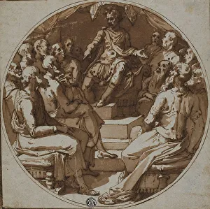 Ancient Roman Emperor Portraits Imprime: Julius Caesar Addressing Senators
