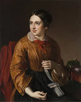 Romanticism Oil Paintings Imprime: By a lace insert