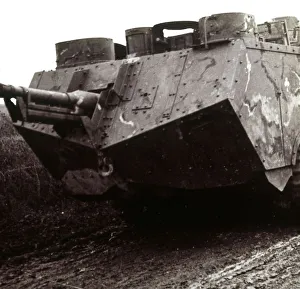 World War I Tanks Imprime: Large tank on the move, c1914-c1918