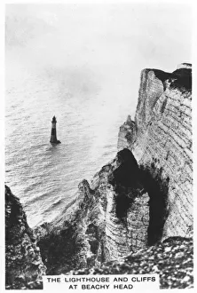 Lighthouses In The UK Imprime: The lighthouse and cliffs at Beachy Head, 1936