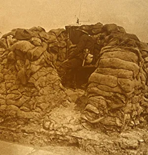 WWI Soldiers In Action Imprime: Look-out on the front line, c1914-c1918