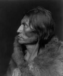 Black And White Ethnography Imprime: Mosquito Hawk-Assiniboin, c1908. Creator: Edward Sheriff Curtis