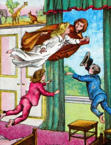 Coloured Lantern Slides Imprime: Off to Never Never Land, c1905