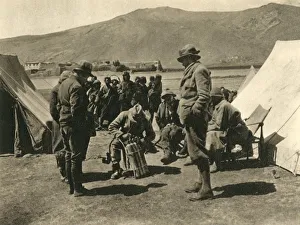 Mount Everest Base Camp Imprime: Oxygen Drill in Camp, c1918-c1939. Creator: Unknown