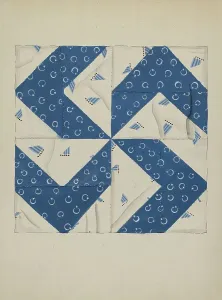 Watercolour Gouache On Paper Art Imprime: Patchwork Pattern, c. 1936. Creator: Evelyn Bailey