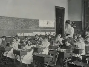 Black And White Classroom Photos Imprime: Pattern making, 1900. Creator: Frances Benjamin Johnston