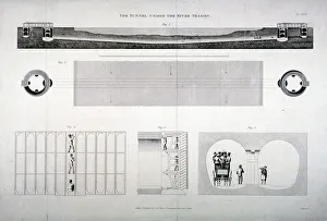Thames Tunnel London Imprime: Plan, sections and elevations of the Thames Tunnel, London, 1835. Artist: E Turrell