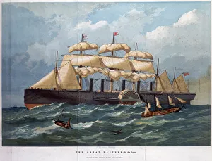 Isambard Kingdom Brunel Imprime: PSS Great Eastern en el océano, 1858.