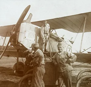 Early 20th Century Flight Imprime: Refuelling biplane, c1914-c1918