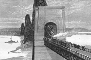 British Civil Engineering Projects Imprime: Running the first train over the new Forth Bridge, 1890. Creator: Unknown