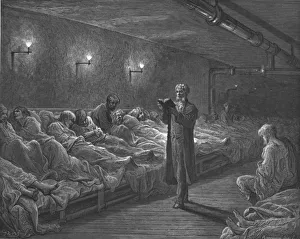 Christian Scripture Reading Imprime: Scripture Reader in a Night Refuge, 1872. Creator: Gustave Doré