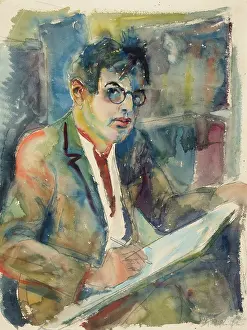 Private Collection Watercolour Paintings Imprime: Self-portrait, c1925. Creator: Schlichter, Rudolf (1890-1955)