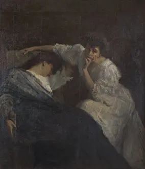 Art Nouveau Painting Imprime: A Shadow, 1908. Creator: De Stefani, Vincenzo (1859-1937)