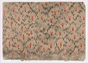 Anonymous Artwork Imprime: Sheet with pattern of red and black dashes, 19th century. Creator: Anon