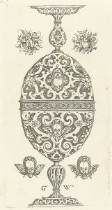 Decorative Floral Design Imprime: Two small goblets superimposed in reverse, published 1579. Creator: Georg Wechter I