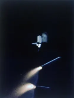Space Shuttle Launch Imprime: Solid rocket booster separates, first Space Shuttle flight, 12 April 1981. Creator: NASA
