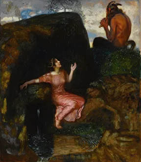 Impresiones de En la Fuente (Ninfas que escuchan). Colección privada Imágenes con fecha de 2021 de marzo: Al Origen (Ninfas que escuchan). Creador: Stuck, Franz, Ritter von (1863-1928)