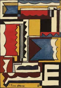 Tempera On Cardboard Artwork Imprime: Structure with interlocking shapes, 1933. Creator: Torres-Garcia, Joaquin (1874-1949)