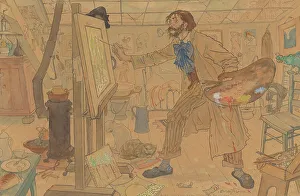 Netherlands Heritage Images Imprime: Studio of a modern painter, c.1908. Creator: Leo Gestel