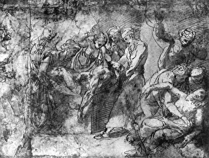 Renaissance Art Study Imprime: Study for an Entombment, attributed to Raphael, 1913. Artist: Raphael