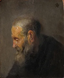 Rembrandt Van Rhijn Imprime: Estudio de un Anciano en Perfil, c. 1630. Artista: Rembrandt van Rhijn (1606-1669).