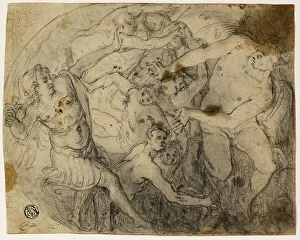 Italian Renaissance Sketches Imprime: Study for Saint Michael Casting Out Lucifer, 1581/83. Creator: Francesco Vanni