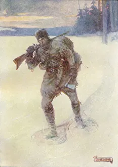 Colonial Era Illustration Imprime: Alone Across The Trackless Snow, c1908, (c1920). Artist: Joseph Ratcliffe Skelton