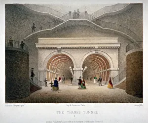 London Underground History Imprime: View of the entrance to the Thames Tunnel, London, 1854. Artist: Jules Louis Arnout