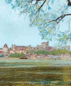 Berkshire Landmarks Imprime: Windsor Castle from the Thames, c1902