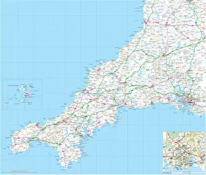Mapa de Carreteras del Condado de Cornwall