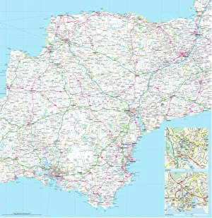 Mapa de Carreteras del Condado de Devon.