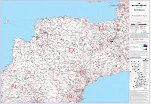 Mapa de sector postal hoja 2 Norte de Devon.