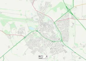 GL - Gloucester Imprime: Cotswold GL7 1 Map