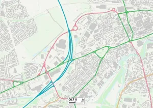 OL - Oldham Imprime: Tameside OL7 0 Map