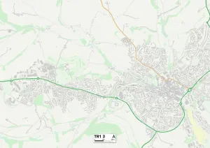 TR - Truro Imprime: Cornwall TR1 3 Map