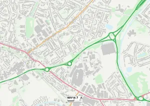 Impresión enmarcada : Wolverhampton WV14 7 Map Impresión enmarcada : Wolverhampton WV14 7 Map