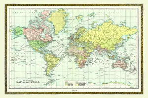 Mapa Antiguo del Mundo 1914.