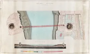 London Underground History Imprime: Print of Thames Tunnel Plan, 1842