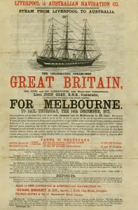 Isambard Kingdom Brunel Imprime: Póster de vela para el SS Great Britain, 14 de diciembre de 1871.