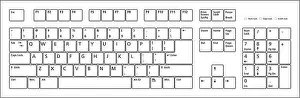 Dispositivo de teclado PC con 104 teclas, en formato vector.