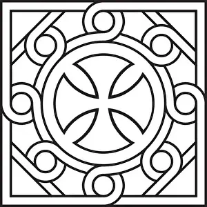 Cruz copta en unidad decorativa y patrón, Alta precisión, NO.21.
