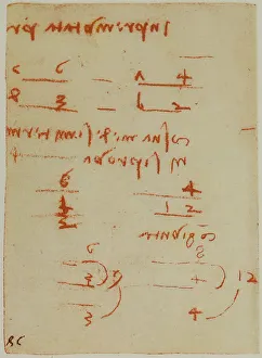 Nota matemática con dibujos de Leonardo da Vinci.