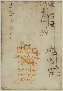 Renaissance Architecture Drawings Imprime: Calculations for an architectual plan and some notes