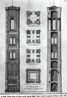 Bell Tower Design Imprime: Plan and elevation of the cathedral bell tower