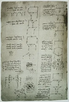 Leonardo Da Vinci Study Imprime: Study on balance instruments, weights and levers