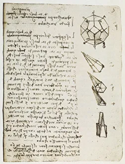 Renaissance Artist Leonardo Da Vinci Imprime: Study on the construction of solid geometric figures