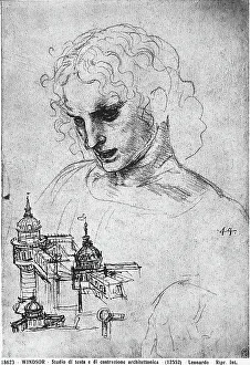 Windsor Castle Architecture Imprime: Study of a head and of an architectural structure